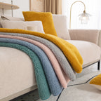Luxury Sherpa Fleece Solid Sofa Cover, Thickened Plush Non Slip Couch Topper