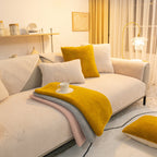 Luxury Sherpa Fleece Solid Sofa Cover, Thickened Plush Non Slip Couch Topper