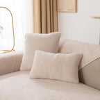 Luxury Sherpa Fleece Solid Sofa Cover, Thickened Plush Non Slip Couch Topper