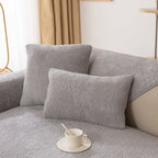 Luxury Sherpa Fleece Solid Sofa Cover, Thickened Plush Non Slip Couch Topper