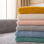 Luxury Sherpa Fleece Solid Sofa Cover, Thickened Plush Non Slip Couch Topper