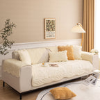 Soft Velvet Plush Non-Slip Sofa Cover Quilted Palm Leaves Sofa Seat Pad for Kids and Pets