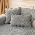 Soft Velvet Plush Non-Slip Sofa Cover Quilted Palm Leaves Sofa Seat Pad for Kids and Pets