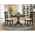 HLAN3-CAP-C 3 Pc Kitchen nook Dining set-round Kitchen Table and 2 slatted back Kitchen Chairs.