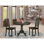 East West Furniture HLAN3-CAP-W 3 Piece Dining Room Furniture Set Contains a Round Kitchen Table with Pedestal and 2 Dining Chairs, 42x42 Inch, Cappuccino