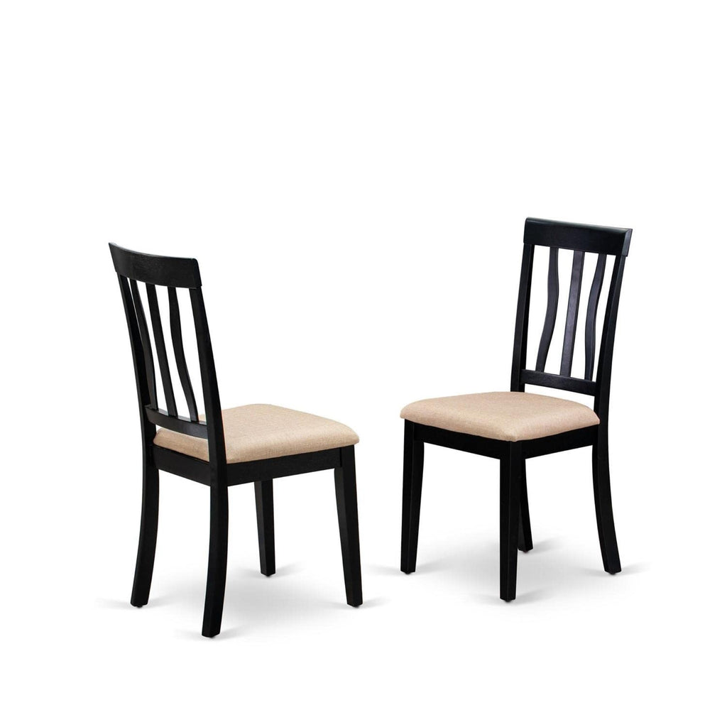 East West Furniture HLAN5-BCH-C 5 Piece Kitchen Table Set for 4 Includes a Round Dining Room Table with Pedestal and 4 Linen Fabric Upholstered Dining Chairs, 42x42 Inch, Black & Cherry