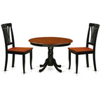 East West Furniture HLAV3-BCH-W 3 Piece Kitchen Table & Chairs Set Contains a Round Dining Table with Pedestal and 2 Dining Room Chairs, 42x42 Inch, Black & Cherry