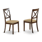 East West Furniture HLBO5-CAP-C 5 Piece Dining Room Furniture Set Includes a Round Dining Table with Pedestal and 4 Linen Fabric Upholstered Chairs, 42x42 Inch, Cappuccino