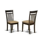 East West Furniture HLCA3-CAP-C 3 Piece Modern Dining Table Set Contains a Round Wooden Table with Pedestal and 2 Linen Fabric Upholstered Dining Chairs, 42x42 Inch, Cappuccino