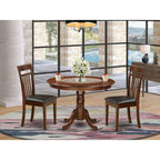 East West Furniture HLCA3-MAH-LC 3 Piece Kitchen Table Set for Small Spaces Contains a Round Dining Room Table with Pedestal and 2 Faux Leather Upholstered Chairs, 42x42 Inch, Mahogany
