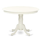 East West Furniture HLDO5-LWH-W 5 Piece Dining Table Set for 4 Includes a Round Kitchen Table with Pedestal and 4 Dining Room Chairs, 42x42 Inch, Linen White