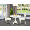 HLIP3LWHW 3 Piece Hartland Set With One Round 42in Dinette Table And Two Dinette Chairs With Wood Seat In A Beautiful Linen Wh