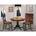 HLKE3-BCH-LC 3 Pc set with a Round Dinette Table and 2 Leather Kitchen Chairs in Linen White