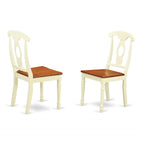 East West Furniture HLKE3-BMK-W 3 Piece Kitchen Table Set for Small Spaces Contains a Round Dining Room Table with Pedestal and 2 Solid Wood Seat Chairs, 42x42 Inch, Buttermilk & Cherry