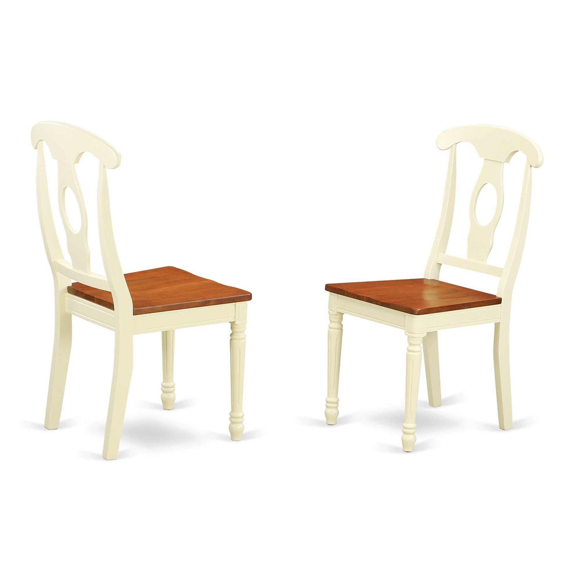 East West Furniture HLKE5-BMK-W 5 Piece Kitchen Table Set for 4 Includes a Round Dining Table with Pedestal and 4 Dining Room Chairs, 42x42 Inch, Buttermilk & Cherry