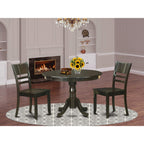 East West Furniture HLLY3-CAP-W 3 Piece Kitchen Table Set for Small Spaces Contains a Round Dining Room Table with Pedestal and 2 Dining Chairs, 42x42 Inch, Cappuccino