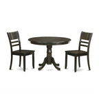 East West Furniture HLLY3-CAP-W 3 Piece Kitchen Table Set for Small Spaces Contains a Round Dining Room Table with Pedestal and 2 Dining Chairs, 42x42 Inch, Cappuccino