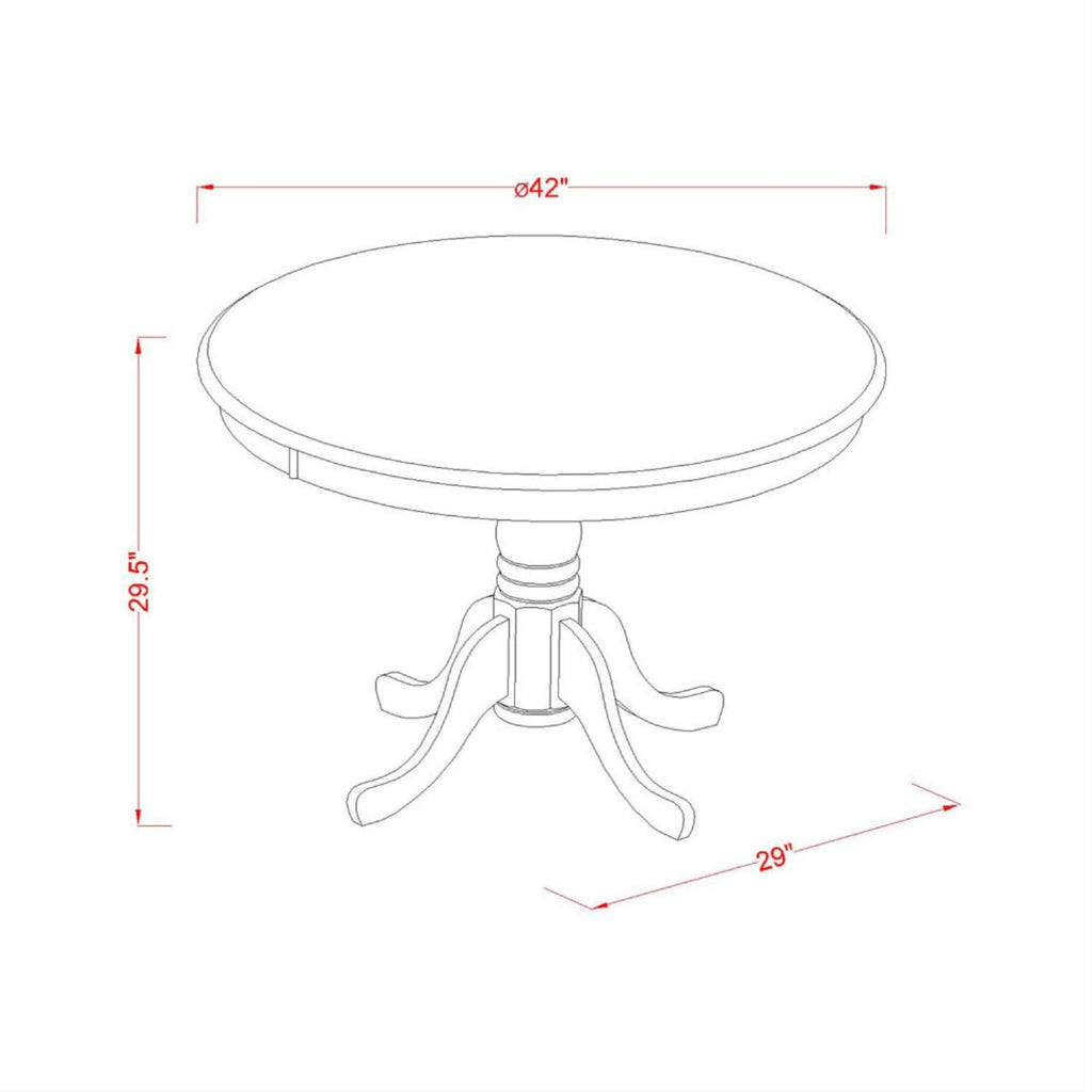 East West Furniture HLLY5-CAP-W 5 Piece Dining Set Includes a Round Dining Table with Pedestal and 4 Kitchen Chairs, 42x42 Inch, Cappuccino