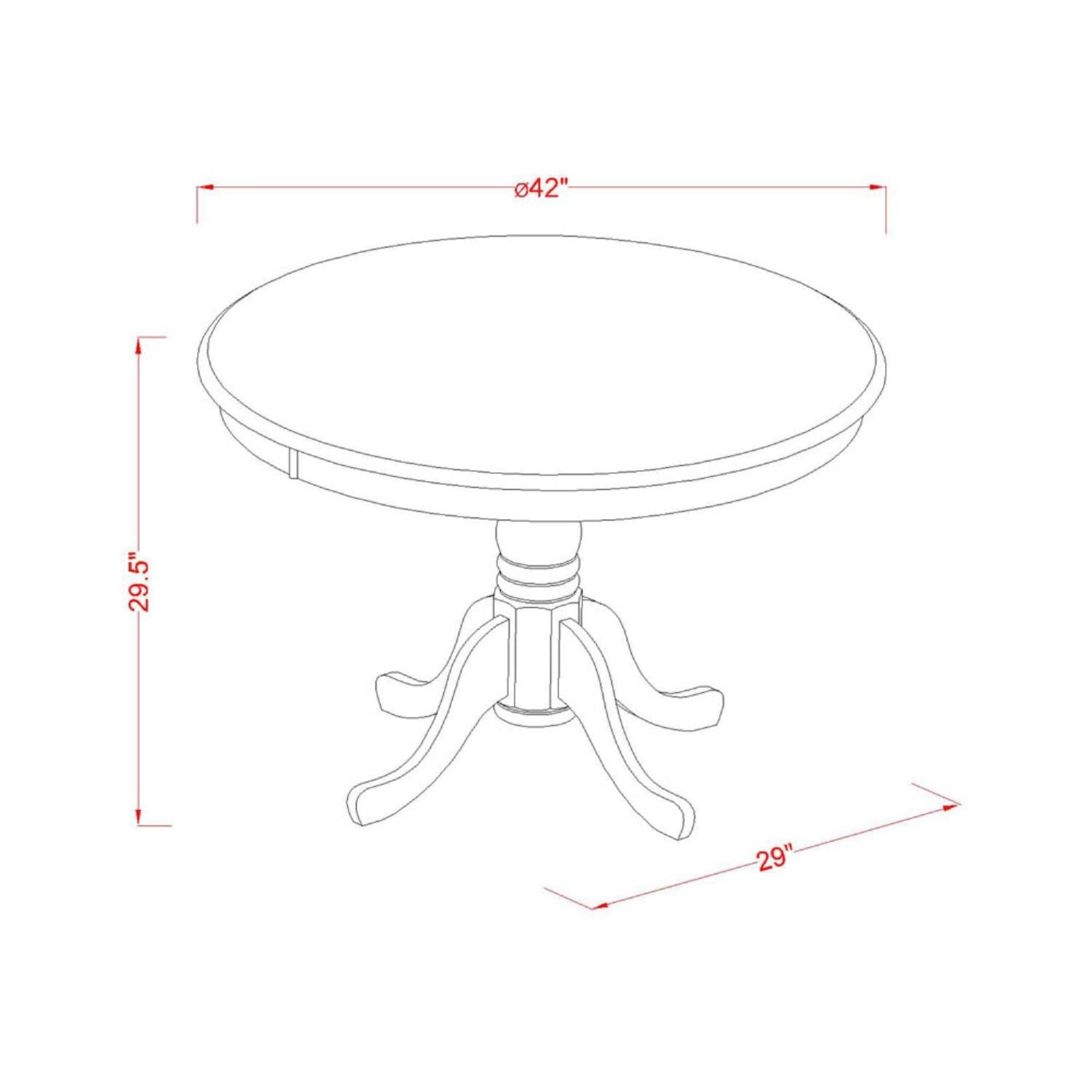 East West Furniture HLLY5-CAP-W 5 Piece Dining Set Includes a Round Dining Table with Pedestal and 4 Kitchen Chairs, 42x42 Inch, Cappuccino