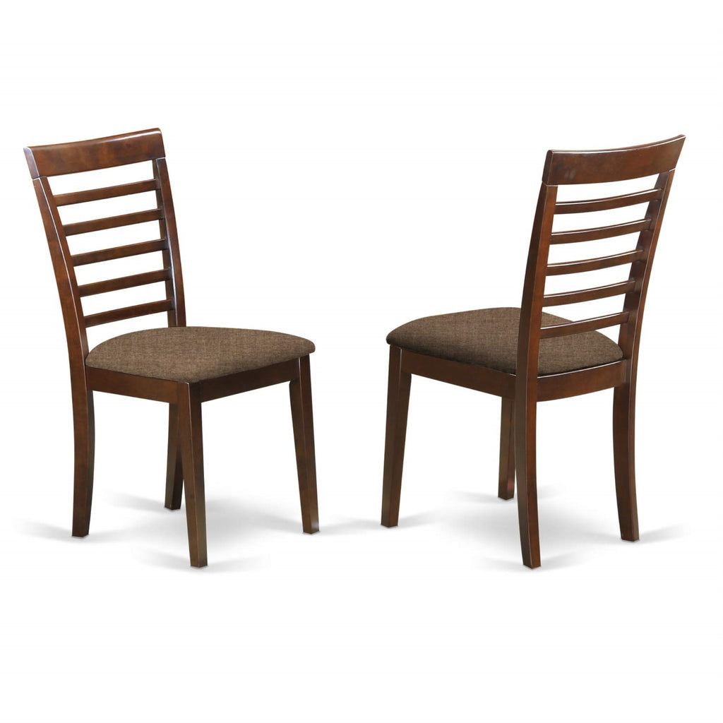 East West Furniture HLML5-MAH-C 5 Piece Dining Table Set for 4 Includes a Round Kitchen Table with Pedestal and 4 Linen Fabric Dining Room Chairs, 42x42 Inch, Mahogany