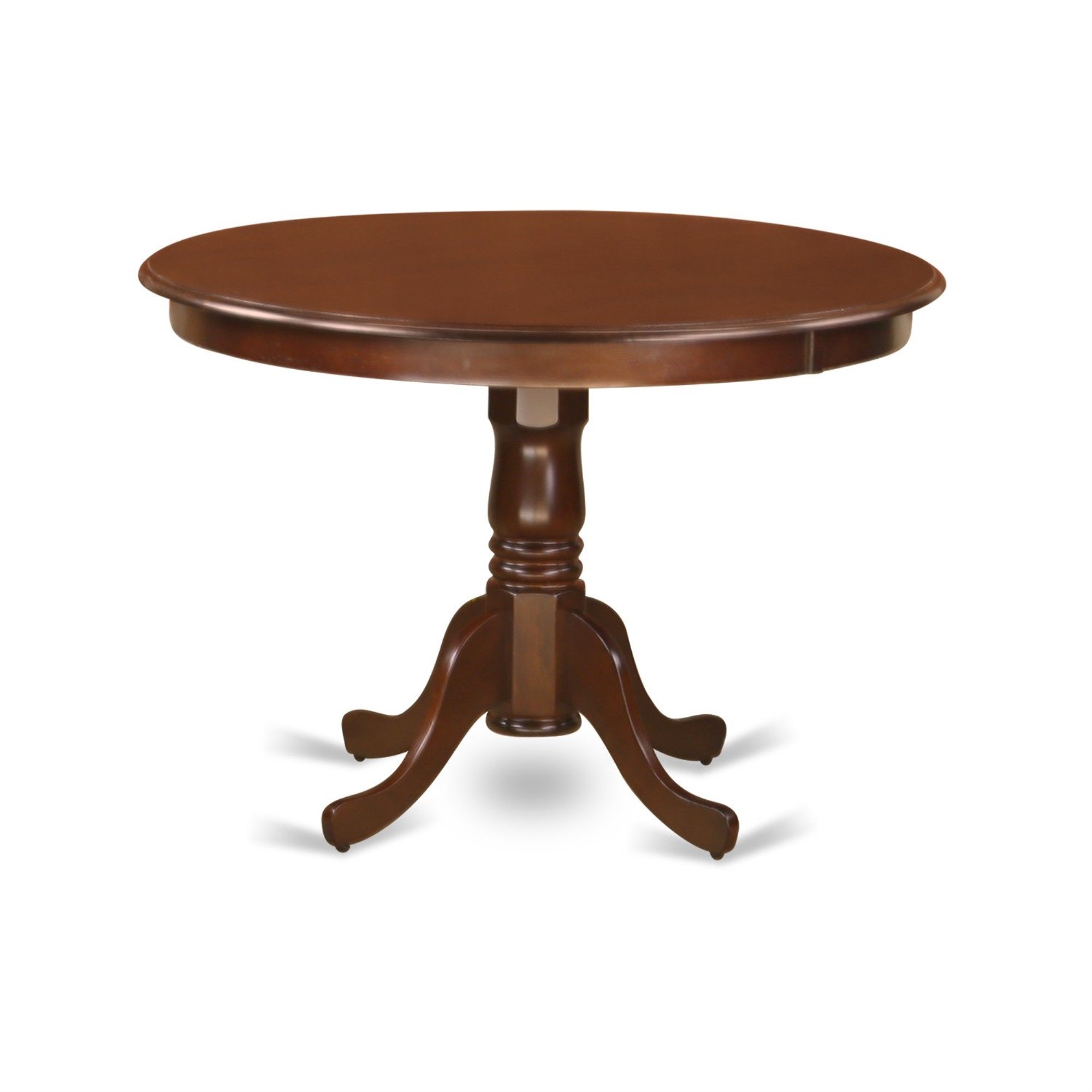East West Furniture HLNO3-MAH-W 3 Piece Dining Table Set for Small Spaces Contains a Round Dining Room Table with Pedestal and 2 Wooden Seat Chairs, 42x42 Inch, Mahogany