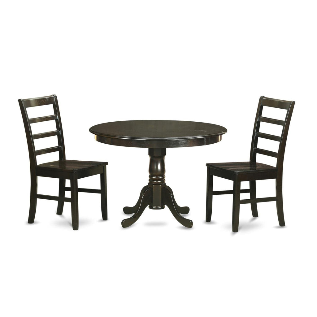 East West Furniture HLPF3-CAP-W Hartland 3 Piece Kitchen Set Contains a Round Table with Pedestal and 2 Dining Room Chairs, 42x42 Inch