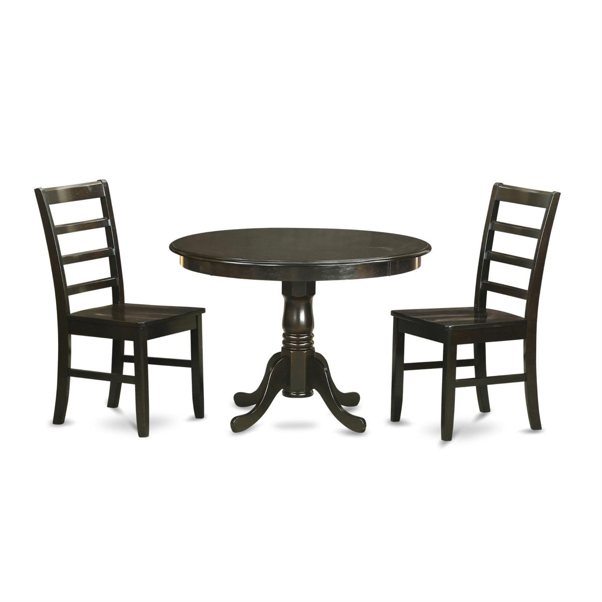 East West Furniture HLPF3-CAP-W Hartland 3 Piece Kitchen Set Contains a Round Table with Pedestal and 2 Dining Room Chairs, 42x42 Inch
