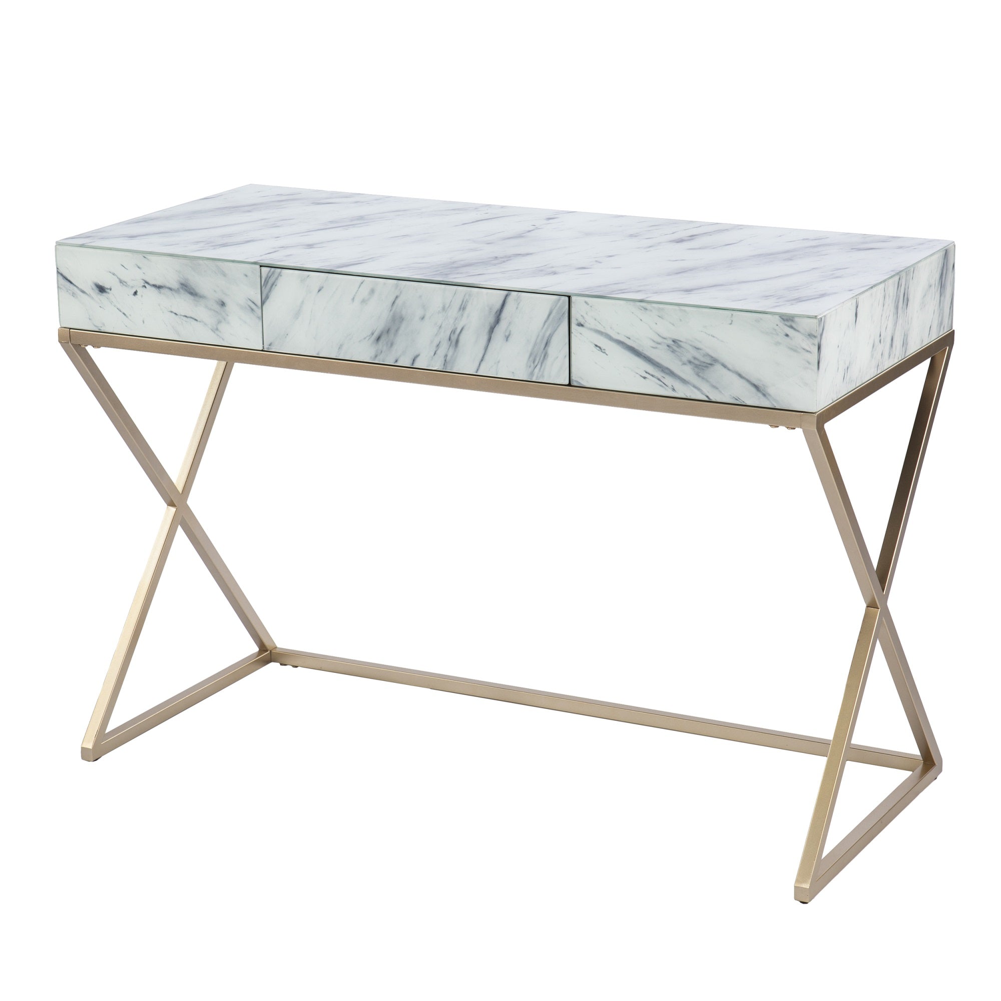 Kamblemore Faux Marble Writing Desk with Storage