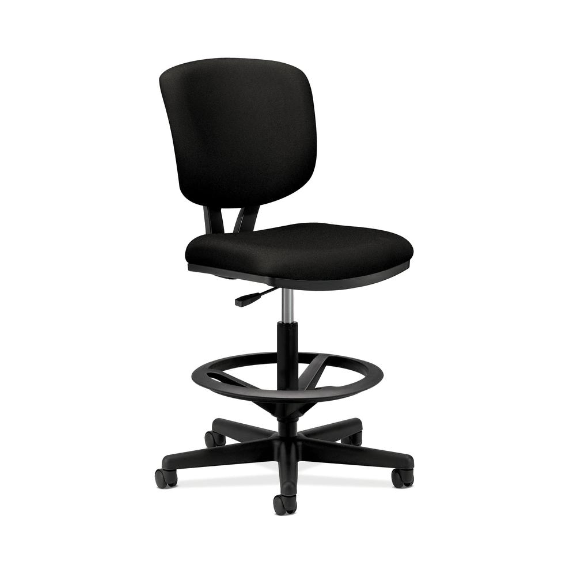 HON Volt Standing Desk Chair, Fabric Office Chair with Foot Rest, Armless, Ergonomic Recline and Center Tilt, Black