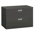 Hon Brigade 600 Series Lateral File | 2 Drawers | Polished Aluminum Pull | 42W X 19-1/4D X 28-3/8H | Charcoal Finish