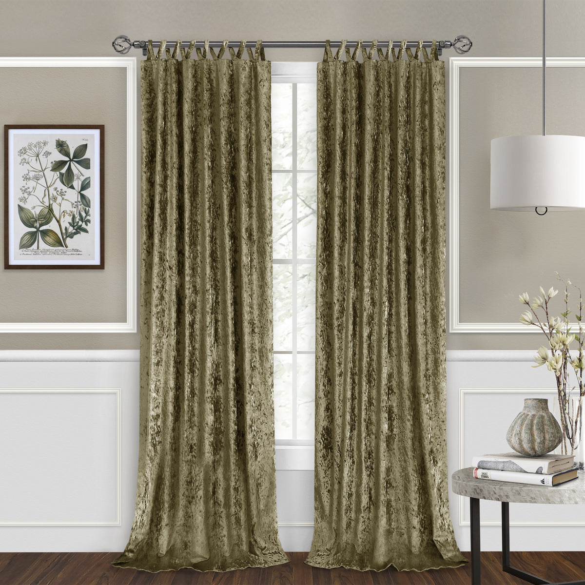 Elegant Harper Crisscross Velvet Curtain Panel  Vibrant Colors, Timeless Charm, Durable Lining  50X84 Moss