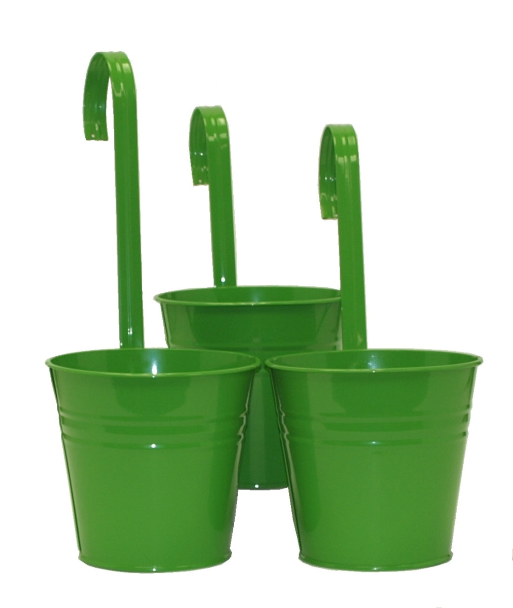 Houston International Trading 8535E Ag S-3 7 In. Dia. Enameled Galvanized Planter  Applegreen