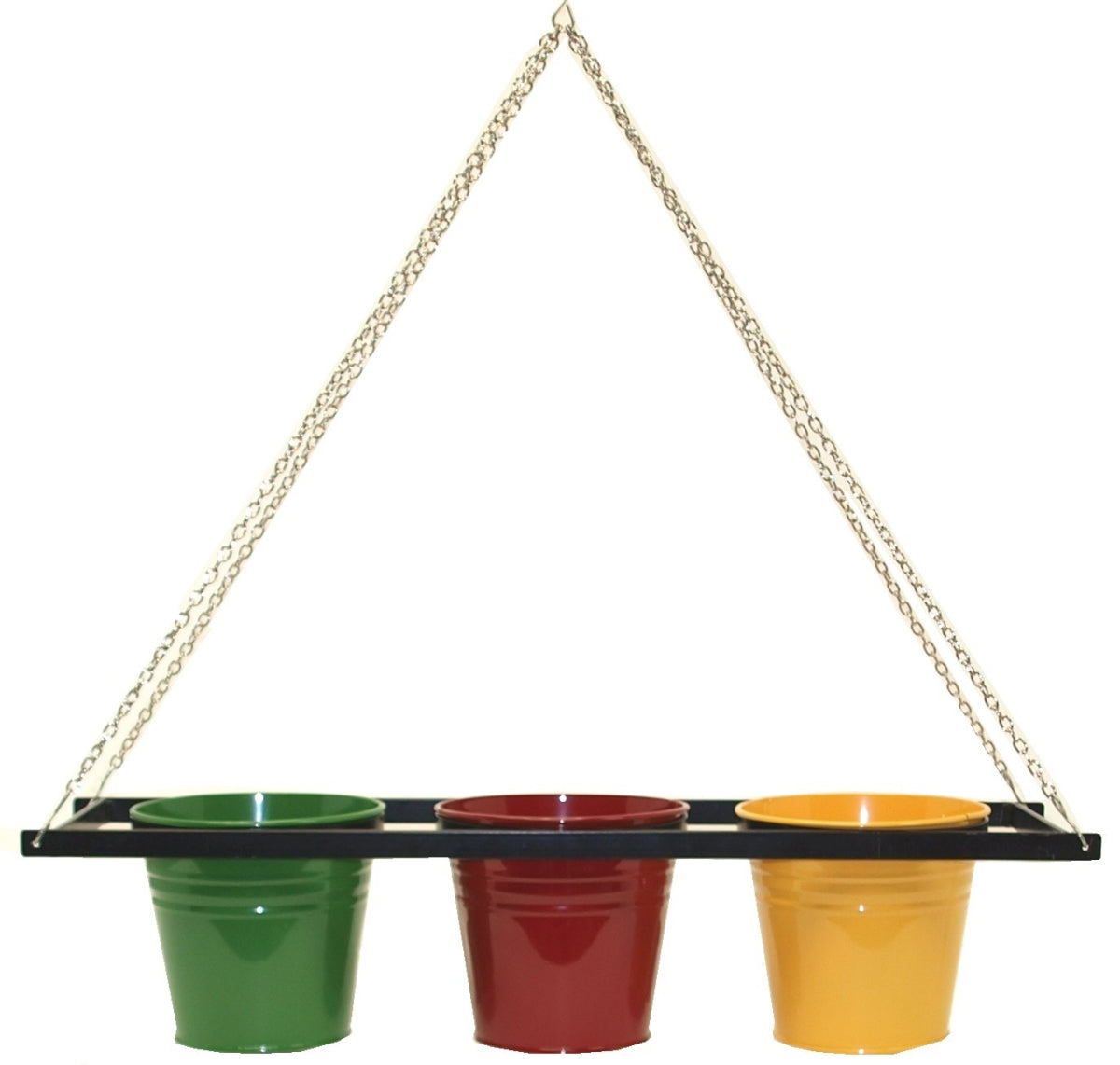 Houston International Trading 8536E Enameled Galvanized Triple Hanging Planter With Iron Holder  Assorted