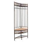 Metal Corner Hall Tree Foyer Entryway Shoe Storage Bench Coat Rack in Copper