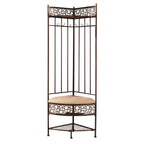 Metal Corner Hall Tree Foyer Entryway Shoe Storage Bench Coat Rack in Copper