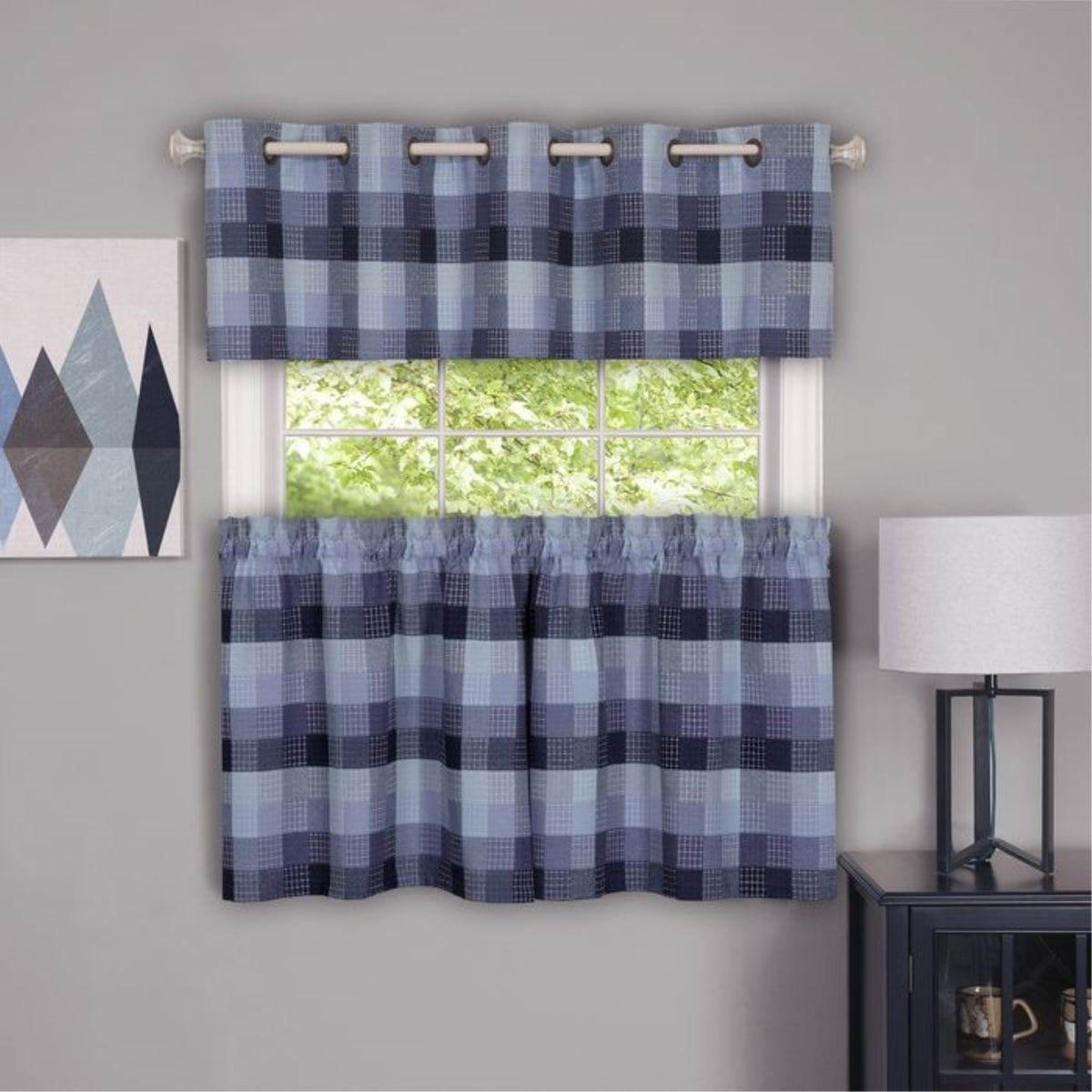 Refined Grommet Plaid  Enhance Room Elegance. Special Offers For Coordinating. Panel, Tier Pair, Valances Sold Separately.