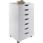 Modern Scandinavian Style 7-Drawer Storage Cabinet Chest in White Finish
