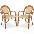 PE Wicker Bistro Dining Chairs Set of 2 - Yellow
