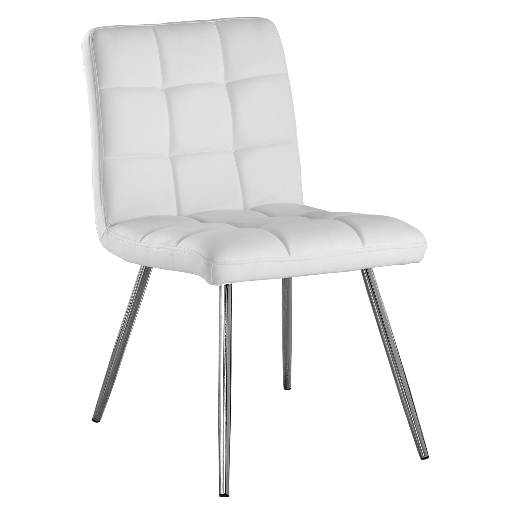 Dining Chair, Set Of 2, Side, Upholstered, Kitchen, Dining Room, Pu Leather Look, Metal, White, Chrome, Contemporary, Modern
