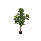 Monarch Specialties I 9541 Artificial Plant, 47' Tall, Fiddle Tree, Indoor, Faux, Fake, Floor, Greenery, Potted, Real Touch, Decorative, Green Leaves, Black Pot