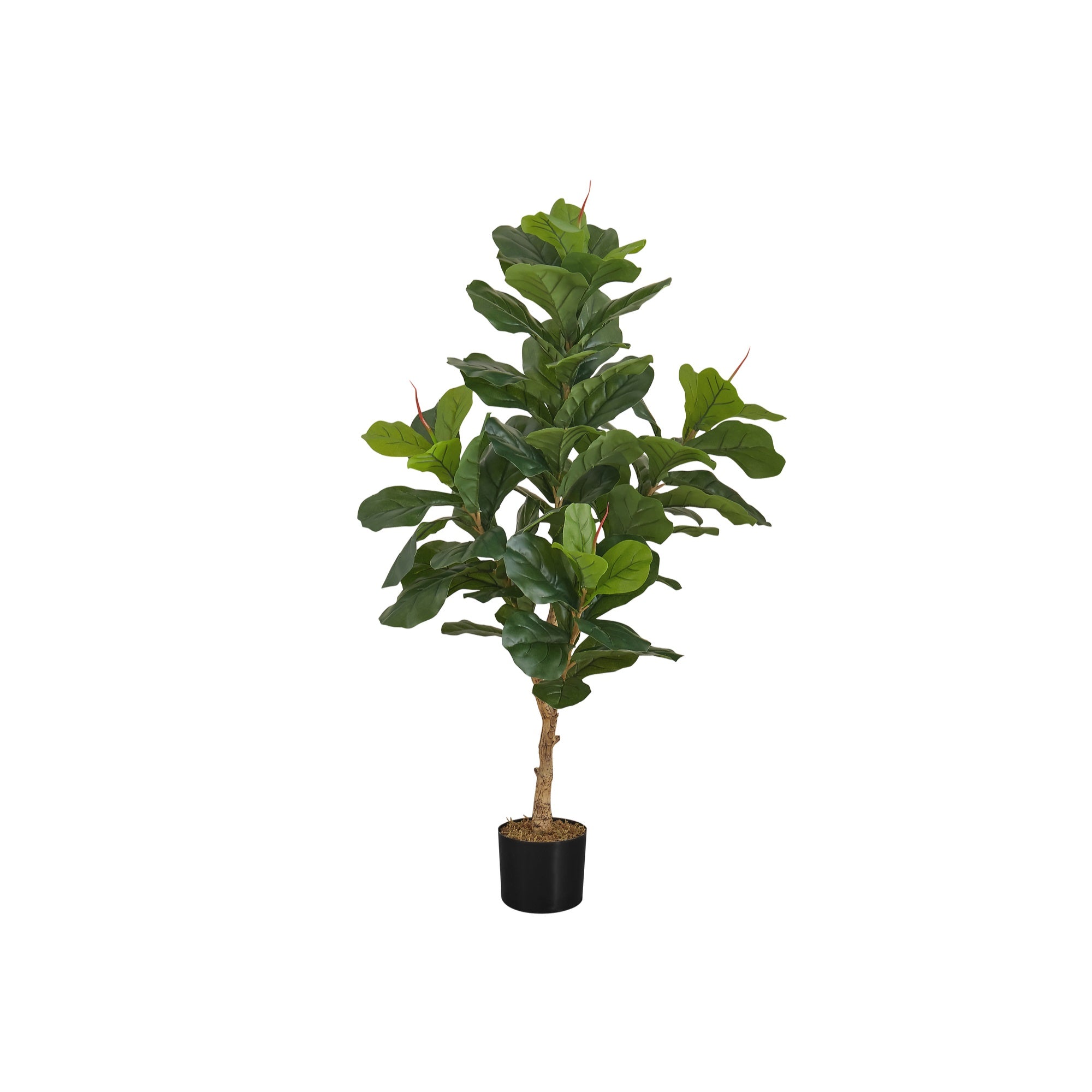 Monarch Specialties I 9541 Artificial Plant, 47' Tall, Fiddle Tree, Indoor, Faux, Fake, Floor, Greenery, Potted, Real Touch, Decorative, Green Leaves, Black Pot
