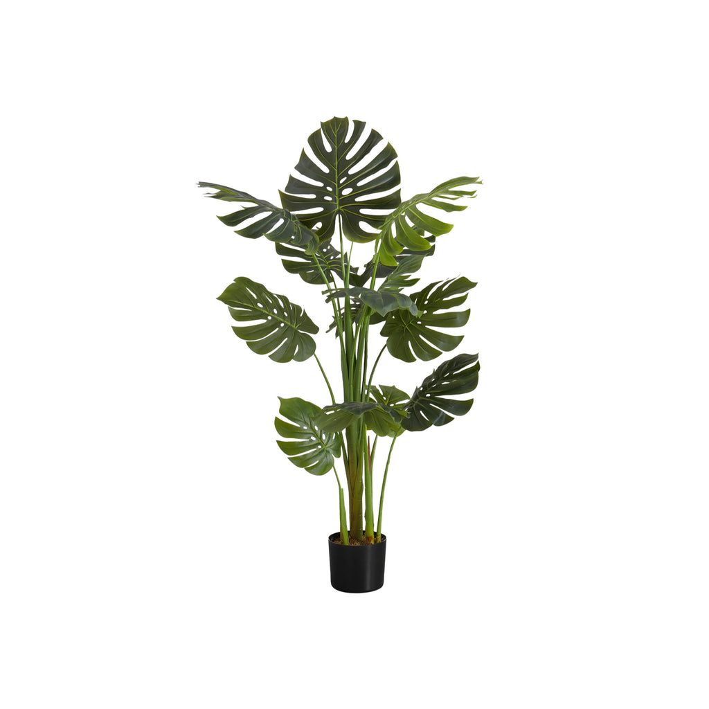 Monarch Specialties I 9548 Artificial Plant, 55' Tall, Monstera Tree, Indoor, Faux, Fake, Floor, Greenery, Potted, Real Touch, Decorative, Green Leaves