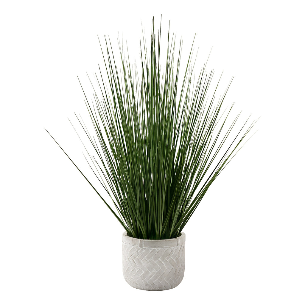 Monarch Specialties I 9574 Artificial Plant, 21' Tall, Grass, Indoor, Faux, Fake, Table, Greenery, Potted, Real Touch, Decorative, Green Grass, White Pot