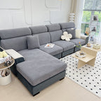 Stretch Couch Cushion Covers, Washable Chaise Lounge Sofa Slipcover, Elastic Furniture Protector for Pets, Kid