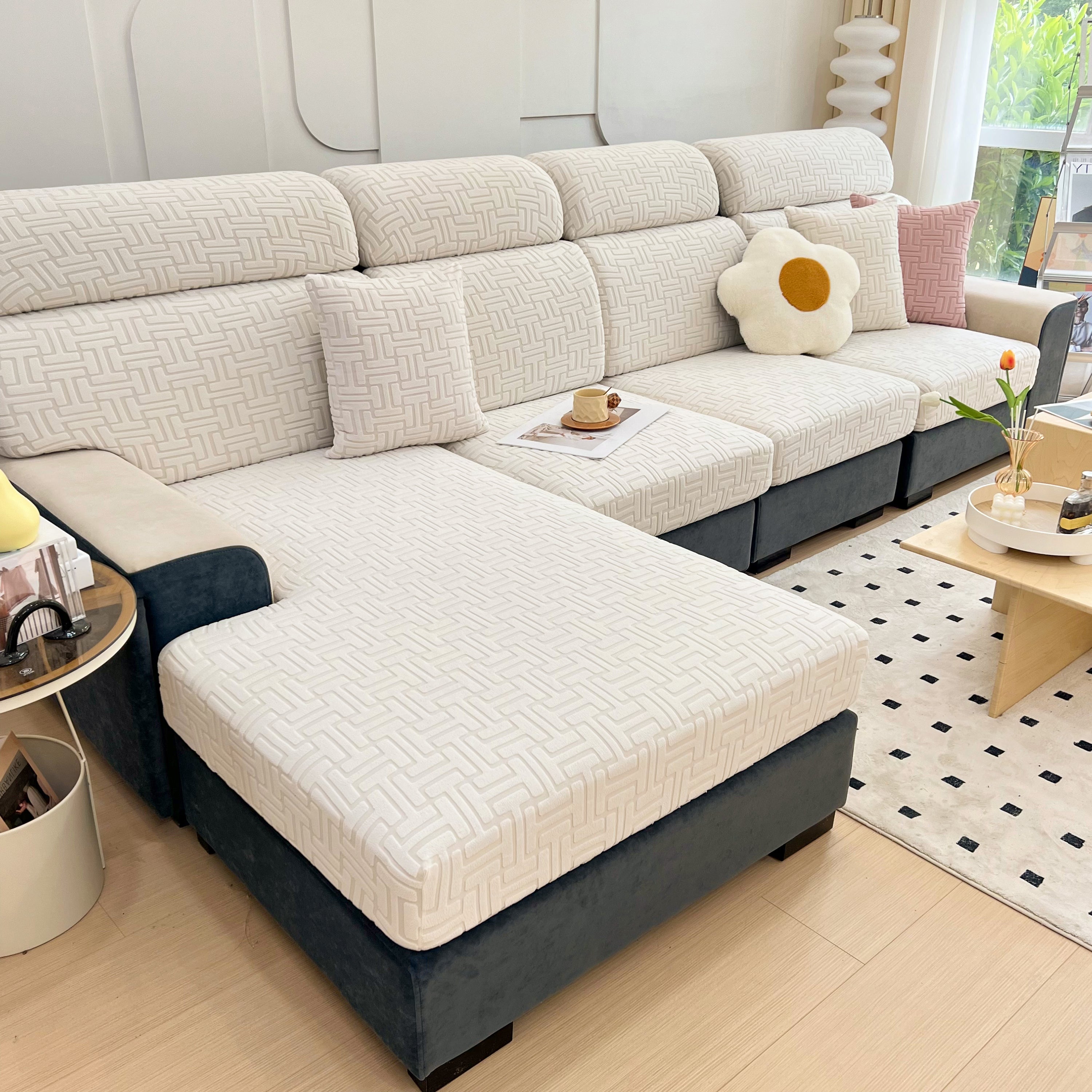Polar Fleece Stretch Seat Cushion Covers, Couch Cushion Covers Slipcover, Sofa Cushion Protector Covers