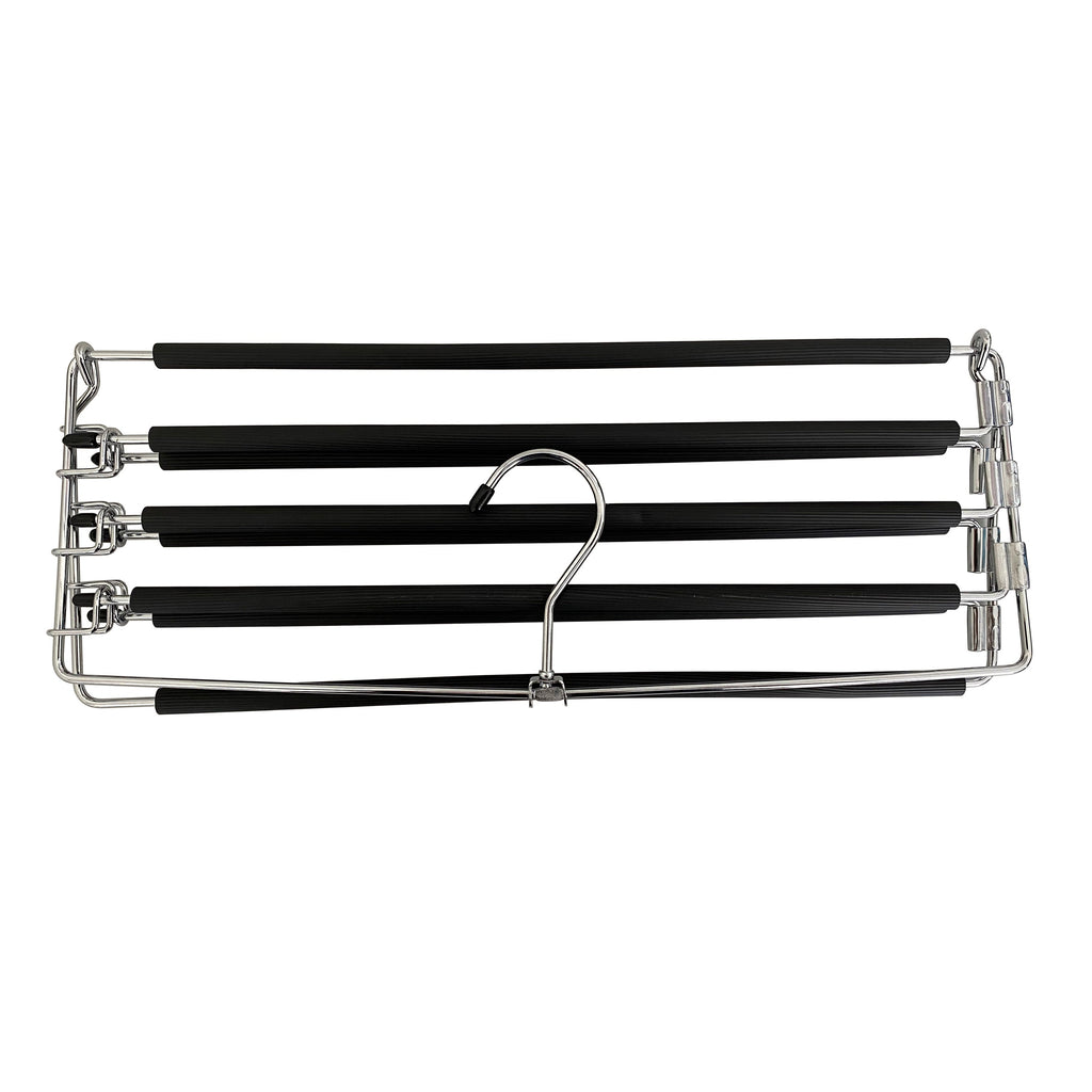 8-Tier Foldable Trouser Hanger, Removable Padded Bars, 8-Pair Capacity, Chrome Finish