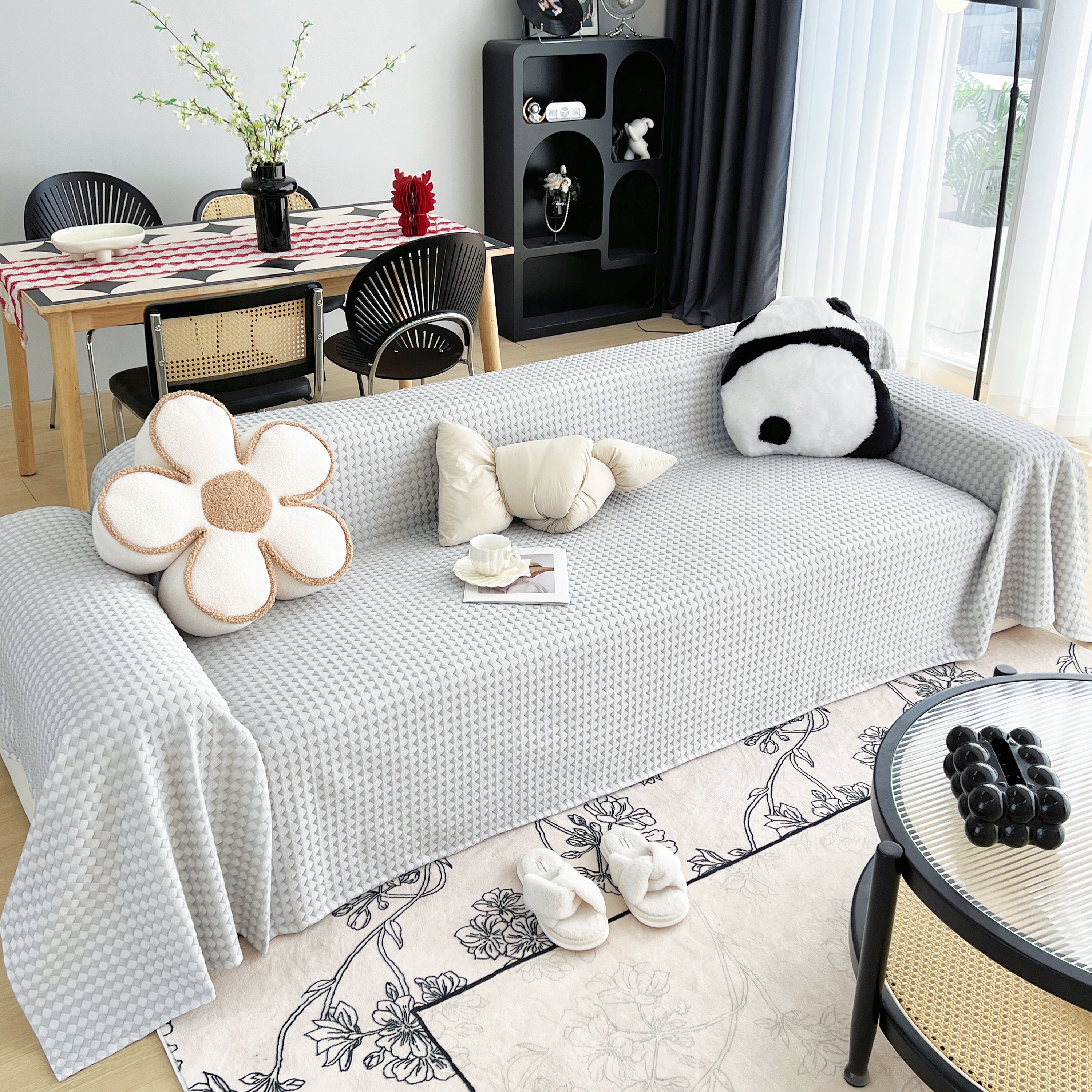 Cooling Textured Sofa Cover Washable Soft Couch Throw Blanket for Summer & Pets
