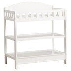 Modern White Wooden Baby Changing Table with Safety Rail Pad and Strap
