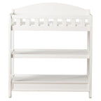 Modern White Wooden Baby Changing Table with Safety Rail Pad and Strap