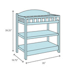 Modern White Wooden Baby Changing Table with Safety Rail Pad and Strap
